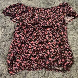 floral off the shoulder top.
